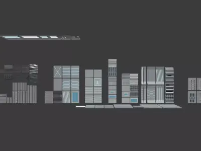Sci-Fi Interior Modular Kit - 2 Styles - LowPoly - GameReady Low-poly 3D model