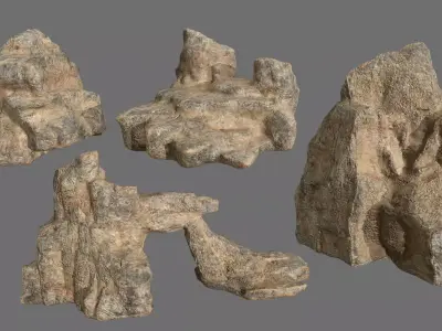 Rock Set Low-poly 3D model