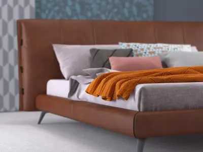 Cuff modern bed frame with upholstered headboard and footboard 3D model