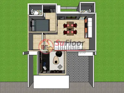 House 7x9m code 459- Sketchup 3D model 3D model 3D model
