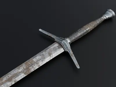 Realistic Medieval Sword Low-poly 3D model