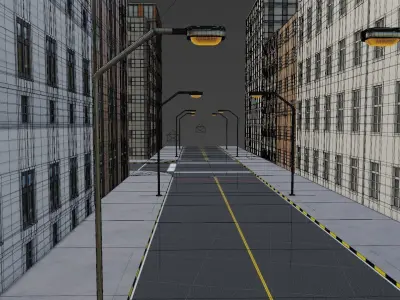 city street Free low-poly 3D model