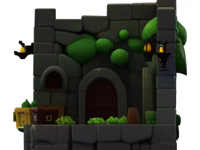 Stylized Dungeon 3D Environment  Modular Fantasy Scene Low-poly 3D model