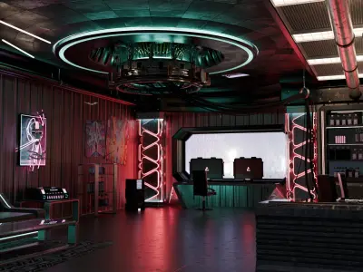 High-End Cyberpunk Apartment Scene v14 - Hackers Lair 3D model