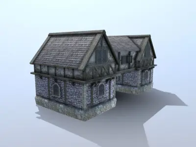 Medieval Tudor House 03 Low-poly 3D model
