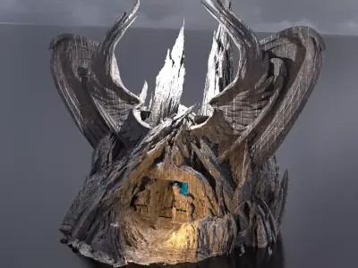 Curved Nephilim Fallen Fortress castle 3D model