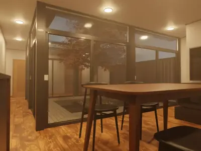 A House with a Courtyard That Reflects the Seasons 3D model