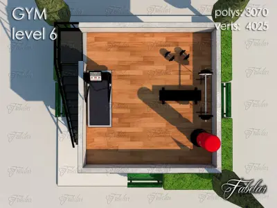 Gym Level Low-poly 3D model