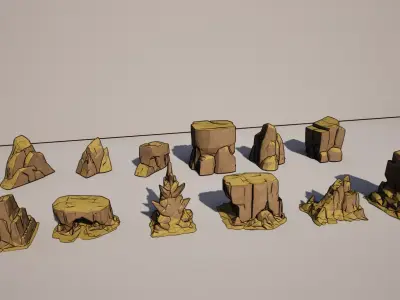 Low-Poly Rock And Stone Formation Collection Low-poly 3D model