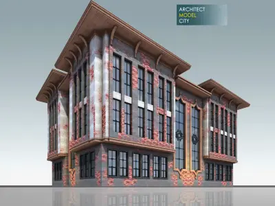 Old House Architectural 3d Model with Render Scene Low-poly 3D model