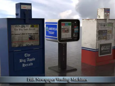 PBR Newspaper Vending Machines Low-poly 3D model