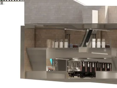 MODERN FICTIONAL METRO STATION 3D model