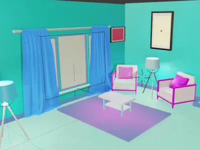 Interior Sofa lamp window 3D model