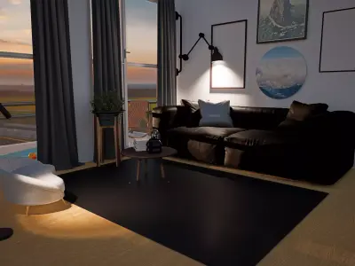 minimalist interior with a swimming pool Free 3D model