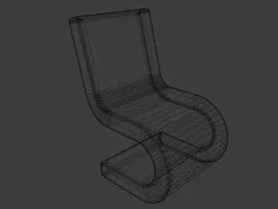 Sci-fi chair and table Low-poly 3D model
