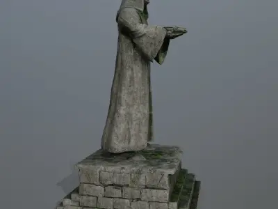 statue 1 of man in robe Low-poly 3D model
