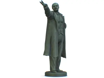 Bronze Statue Vladimir Lenin Classical Pose Low-poly 3D model