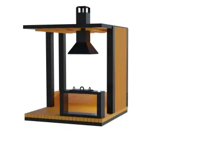 pavilion big black and orange good  3D model