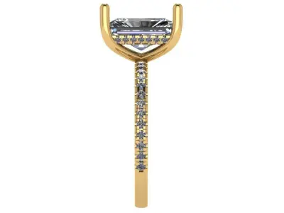 Radiant shape halo ring with pave setting along the shank 3D print model