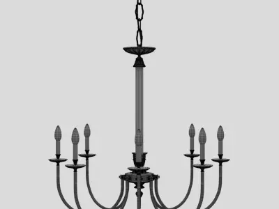 Chandelier gold with six lights 3D model