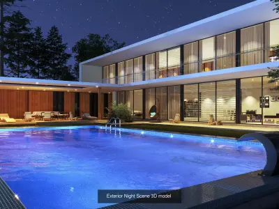 Exterior  night Scene 3D model  3D Model Pack