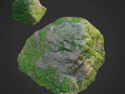 Mossy stones bundle B Low-poly 3D model