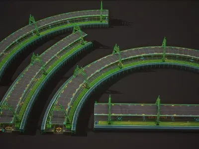 Sci-fi Platform Road Pack Low-poly 3D model