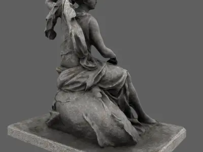statue of woman on rock 3D model