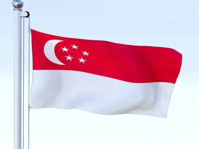 Animated Singapore Flag Low-poly 3D model