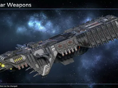 Spaceship Progenitor Cruiser Low-poly 3D model