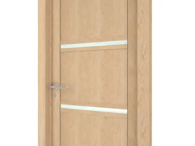 Door-038 wooden door with glass panels 3D model