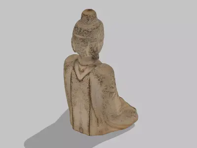 Ancient Chinese-style Buddha statue Low-poly 3D model