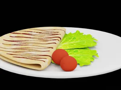 Omelet With Lettuce Low-poly 3D model