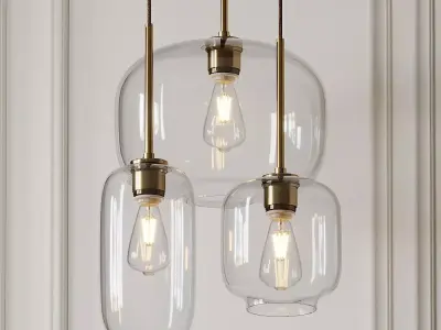 Mid Century Modern Glass Jar Geo Pendant 3D model