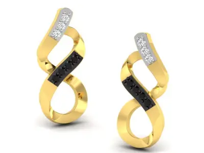 Gold Diamond Women Earring 3D print Model 3D print model 138