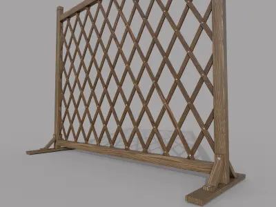 Modular Wooden Fence 2 Low-poly 3D model