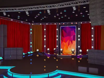 STAGE with curtains and lights 3D model