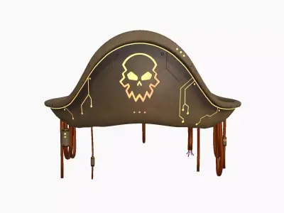 Cyberpunk Pirate Hat A03 - Character Design Low-poly 3D model