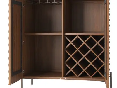 Crate and Barrel Raffael Carved Wood Bar Cabinet 3D model