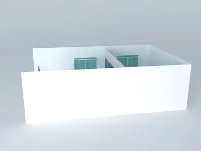 Partition with sliding door and glass Free 3D model