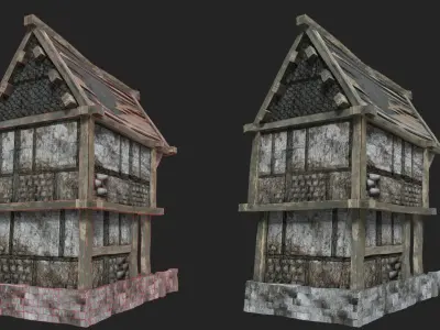 Old Medieval Tavern Low-poly 3D model