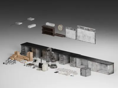 Modular Sci-Fi Laboratory Pack Low-poly 3D model