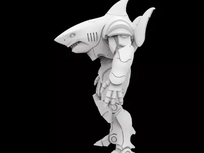 Mechanical Shark Warrior 3D Print Model 3D print model
