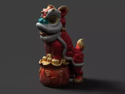 Chinese Lion Dance Costume Figure  Low-poly 3D model purchase