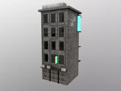 Cyberpunk City - Building 23 Low-poly 3D model