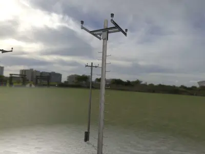 Wooden Electricity Pole with Ladder - Object 029 Low-poly 3D model