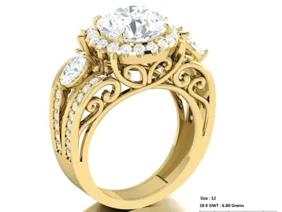 Diamond Wedding Ring  3D print model