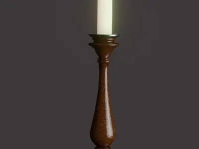Set of candles in candlesticks 3D model