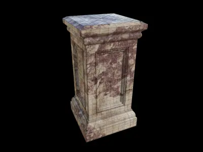 ornate stone pedestal 01 3D model