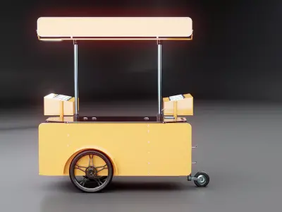 Mobile Food Cart Low-poly 3D model